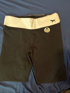 PINK Victoria's Secret Black Leggings with White Waistband